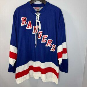 Vintage CCM NHL NYR New York Rangers NY Blue Draw Strings Jersey Mens XXL